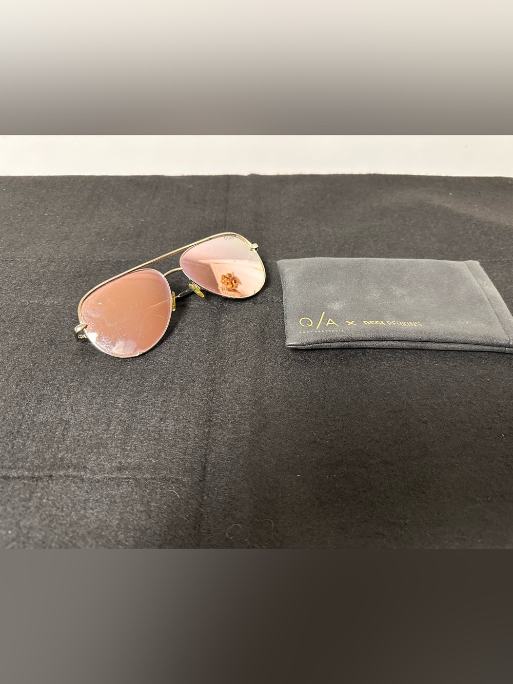Quay Australia + Desi Perkins Rose Gold Aviator Sunglasses with Case